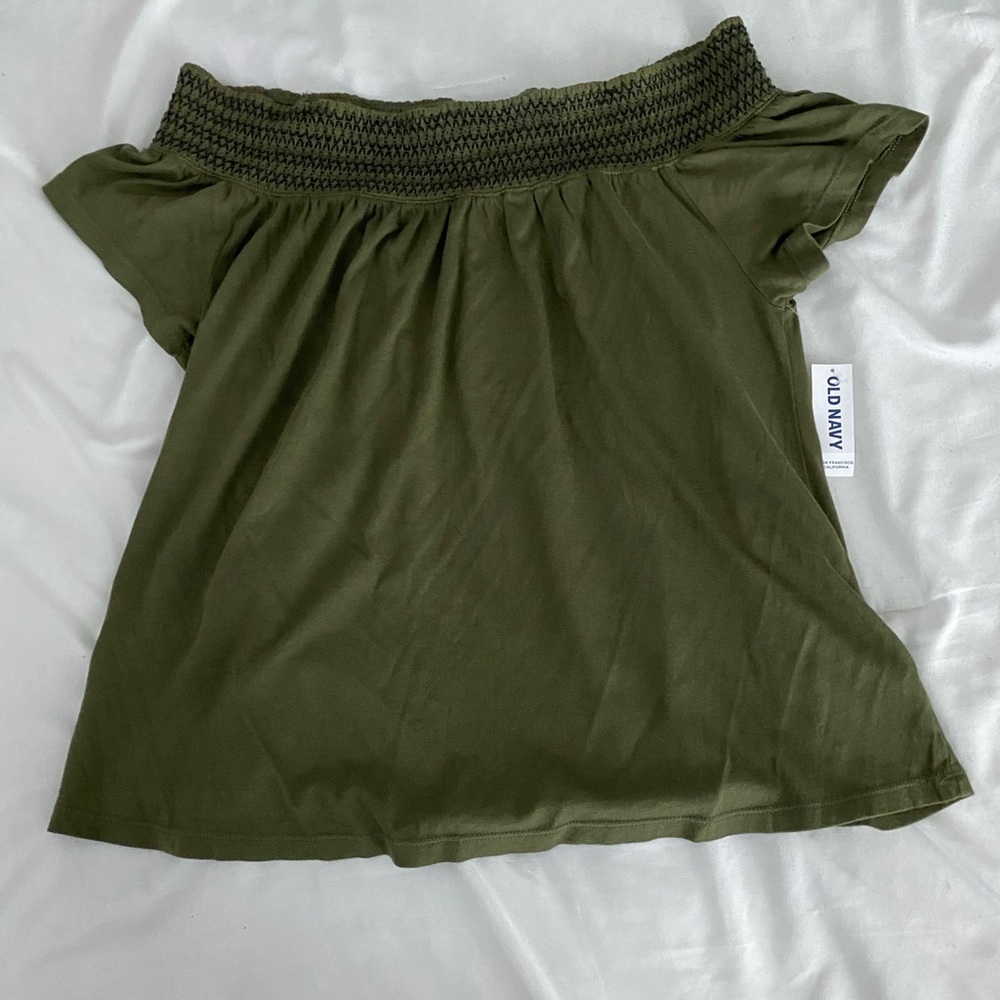 olive green off the shoulders top
